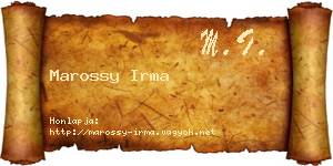 Marossy Irma névjegykártya